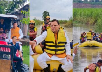 हरिद्वार में ट्रैक्टर और नाव पर सवार होकर बाढ़ प्रभावित इलाकों में पहुंचे सीएम धामी, हालात का लिया जायजा