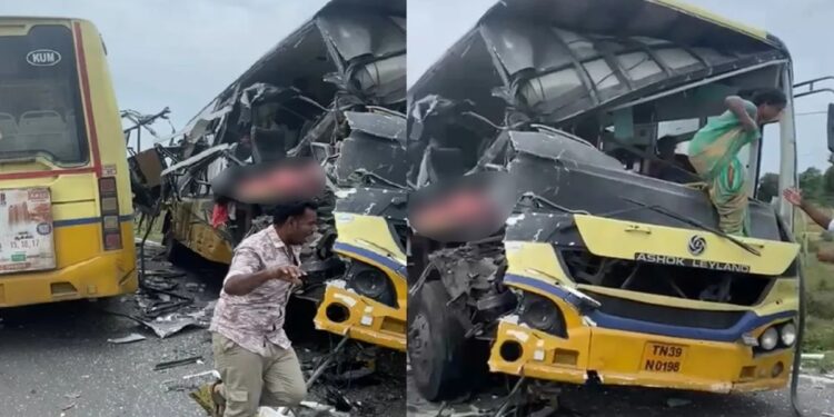 दो सरकारी बसों की आमने-सामने की भीषण टक्कर, सड़क पर बिछीं लाशें, 8 महिलाओं समेत 11 यात्रियों की मौके पर मौत