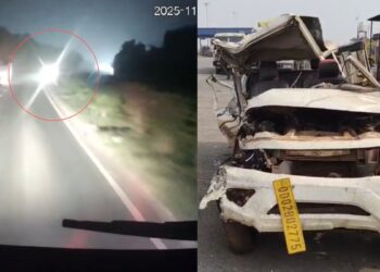 टैंकर में भिड़ गई तेज रफ्तार कार, तीन की हुई दर्दनाक मौत; सामने आया हादसे का VIDEO