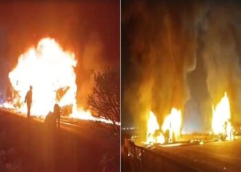 कर्नाटक के चित्रदुर्ग में आग का गोला बनी बस, 10 से ज्यादा यात्री जिंदा जले