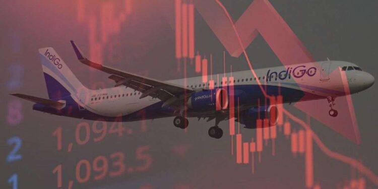 IndiGo के शेयर क्रैश, 10% तक गिरे भाव, जानें किस लेवल पर बंद हुआ कारोबार