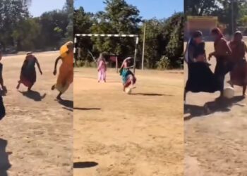 महिलाओं ने साड़ी में खेला फुटबॉल मैच, जमकर वायरल हो रहा VIDEO; हो रही तारीफ