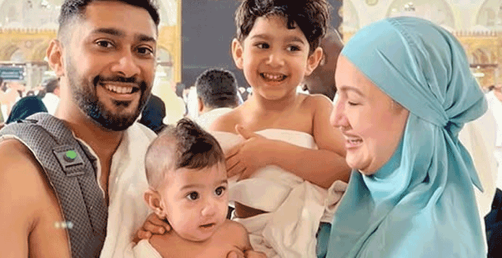 गौहर खान ने छोटे बेटे फरवान की पहली झलक दिखाई:मक्का यात्रा की तस्वीरें शेयर कीं, पति जैद दरबार और दोनों बच्चे साथ नजर आए