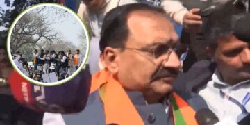 कांग्रेस के खिलाफ बीजेपी का विरोध प्रदर्शन, हिरासत में लिए गए दिल्ली प्रदेश अध्यक्ष वीरेंद्र सचदेवा