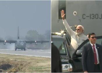 डिब्रूगढ़ के नेशनल हाइवे पर हरक्यूलस विमान से उतरे पीएम मोदी, चीन बॉर्डर के पास फाइटर जेट भर रहे उड़ान
