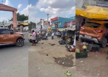 शराब के नशे में कार सवार ने मचाया उत्पात, कई लोगों को मारी टक्कर, गाड़ियों और दुकानों को भी तोड़ा