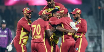 t20 world cup west indies sweated it out italy showed strength even after losing by 42 runs