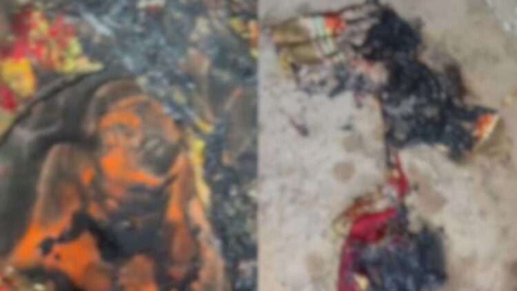 युवक ने मंदिर में घुसकर माता के वस्त्र को लगाई आग, बवाल सामने आने पर आरोपी के परिजनों ने मांगी माफी