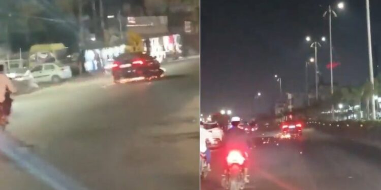 कार ने बाइक को मारी टक्कर, फिर 2 किलोमीटर तक घसीटा, सामने आया खौफनाक Video