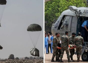 कर्नाटक में पैराशूट ट्रेनिंग के दौरान हादसा, 50 फीट ऊपर से गिरकर दो जवान घायल, हेलीकॉप्टर से किया गया एयरलिफ्ट