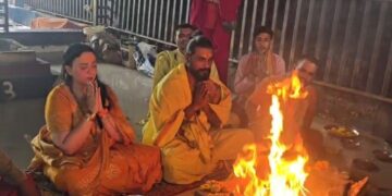 रेमो डिसूजा पत्नी के साथ नलखेड़ा पहुंचे:फिल्म डायरेक्टर ने किए मां बगलामुखी के किए दर्शन; यज्ञशाला में सपत्नीक हवन किया