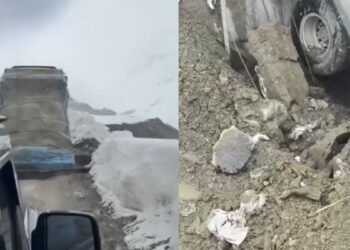 हिमाचल में बर्फीली वादियों के बीच चलते-चलते अचानक धंस गया ट्रक, VIDEO आया सामने