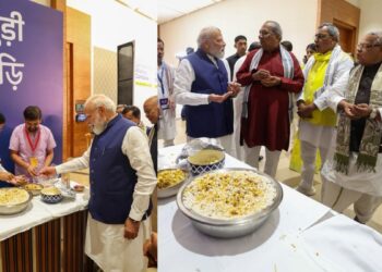 भारत मंडपम में हुई NDA की बैठक, शुभेंदु अधिकारी ने PM मोदी को खिलाई झालमुरी, प्रधानमंत्री ने भी साथियों को अपने हाथ से बांटी, देखें VIDEO