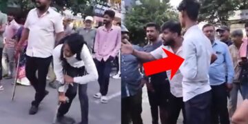 दिव्यांग बनकर भीख मांग रहा था लड़का, शक होने पर लोगों ने डंडा दिखाकर डराया तो सीधा चलने लगा; VIDEO वायरल