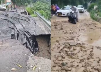 भारी बारिश के चलते देहरादून–मसूरी मार्ग अगले आदेश तक बंद, पानी वाले बैंड के पास सड़क हुई क्षतिग्रस्त-VIDEO