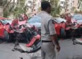 हैदराबाद फिल्म नगर में तेज रफ्तार फेरारी का कहर, हिल व्यू अपार्टमेंट के गेट से टकराई, उखड़ गई दीवार