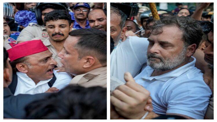 प्रदर्शन के लिए पहुंचे राहुल का अखिलेश ने दिया साथ, AAP नेताओं ने बनाई दूरी, जानें किसने क्या कहा