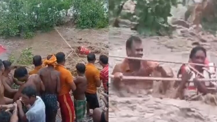 अचानक आई बाढ़ में नदी के बीच फंसीं दो महिलाएं, 4 घंटे के रेस्क्यू ऑपरेशन के बाद निकाला गया सुरक्षित