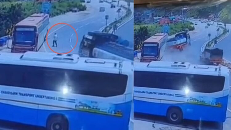 मंडी में सड़क पार कर रहे शख्स को टैंकर ने मारी जोरदार टक्कर, दूर जाकर गिरा; CCTV फुटेज आया सामने