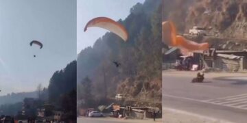 कुल्लू में पैराग्लाइडिंग के दौरान बड़ा हादसा, संतुलन खोने से बीच हाईवे पर गिरा शख्स; VIDEO आया सामने