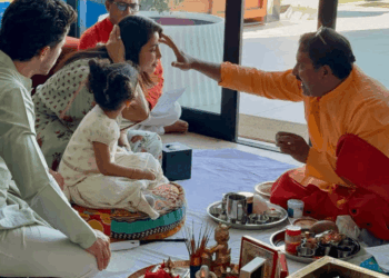 Priyanka Chopra Nick Jonas & Malti Marie Celebrate Dussehra Puja Photos
