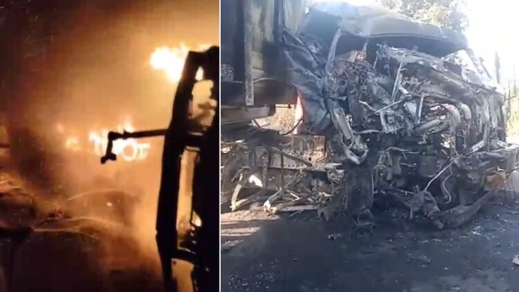 दहलाने वाला हादसा, दो ट्रकों की बीच हुई आमने-सामने की भीषण टक्कर, दोनों ड्राइवरों की जिंदा जलकर मौत