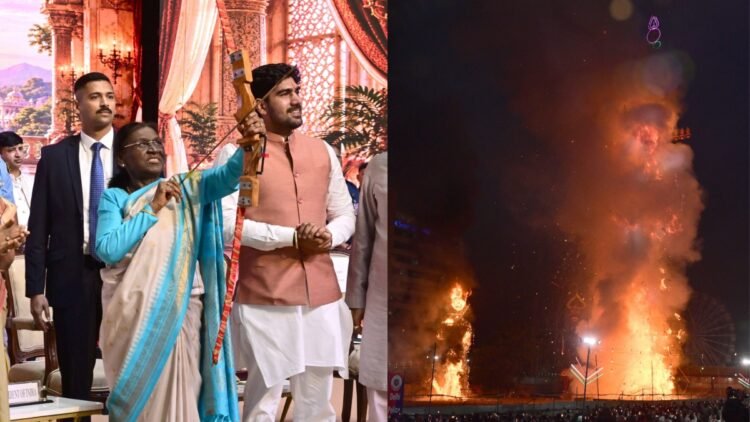 राष्ट्रपति द्रौपदी मुर्मू ने तीर चलाकर दिल्ली में किया रावण दहन, बोलीं- ‘भारत भगवान राम के आदर्शों के अनुरूप आगे बढ़ रहा है’