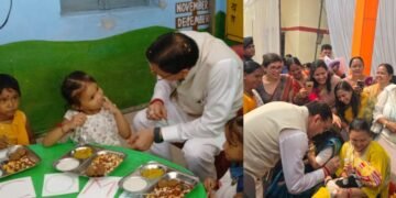मुख्यमंत्री धामी ने आंगनबाड़ी केंद्र पहुंचकर नन्हे-मुन्ने बच्चों को दुलार किया, ‘आंगन मिलन’ कार्यक्रम में हुए शामिल