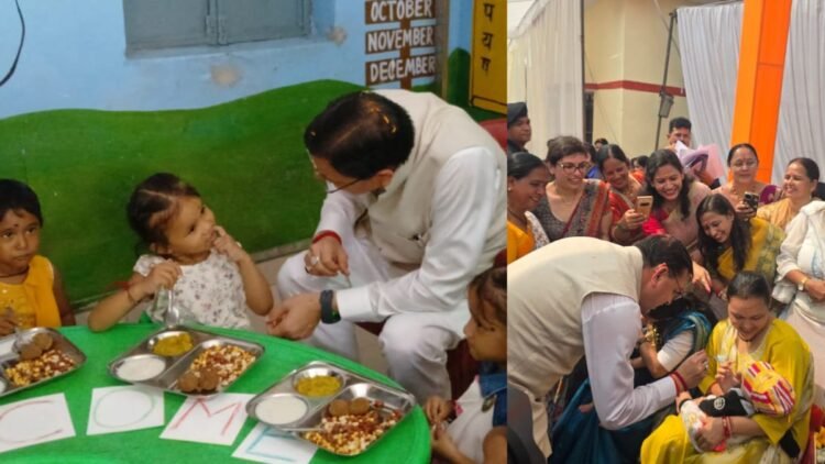 मुख्यमंत्री धामी ने आंगनबाड़ी केंद्र पहुंचकर नन्हे-मुन्ने बच्चों को दुलार किया, ‘आंगन मिलन’ कार्यक्रम में हुए शामिल