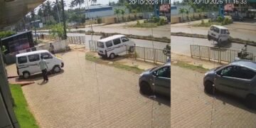 शोरूम से निकलते ही बेकाबू हुई नई कार, बैरिकेडिंग तोड़ बाइक को उड़ाया; CCTV में कैद हुआ हादसा