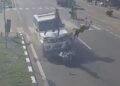 तेज रफ्तार बोलेरो ने मारी जोरदार टक्कर, दूर जा गिरे स्कूटी सवार, खौफनाक CCTV फुटेज आया सामने
